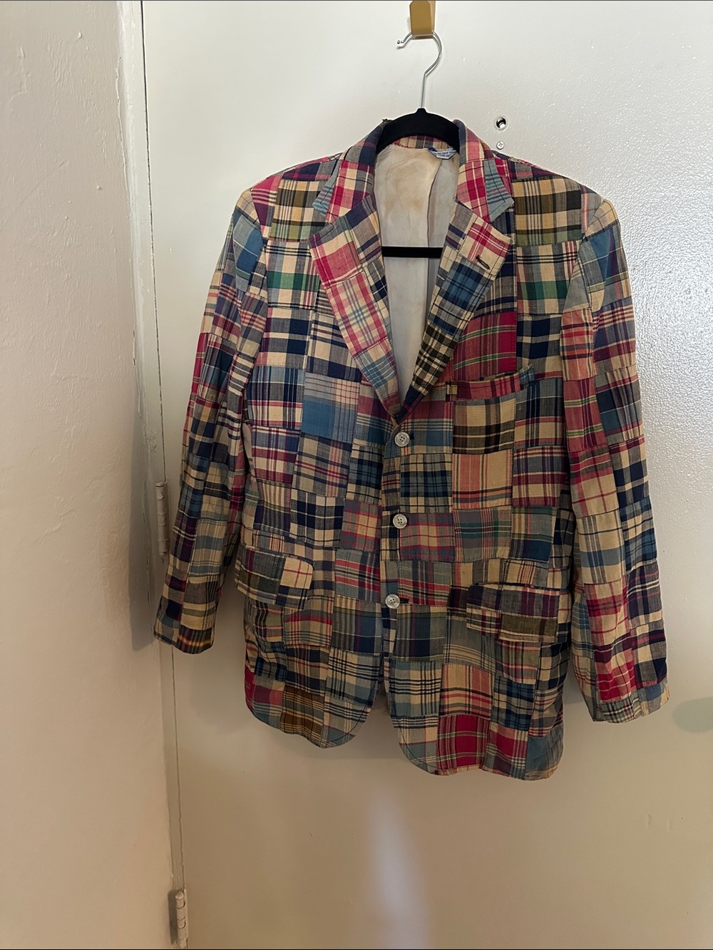 VTG Deansgate Madras Cotton Plaid Men's Single-Breasted Blazer